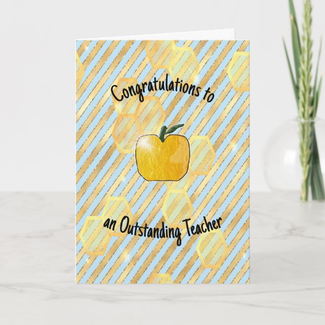 Outstanding Teacher Golden Apple Award Thank You Card (Front)