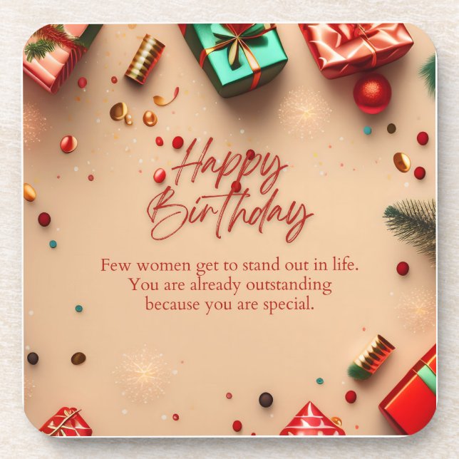 Outstanding Woman Birthday Coaster (Front)