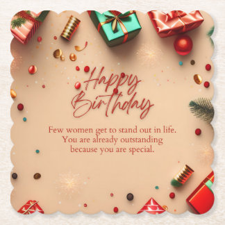 Outstanding Woman Birthday Paper Coaster