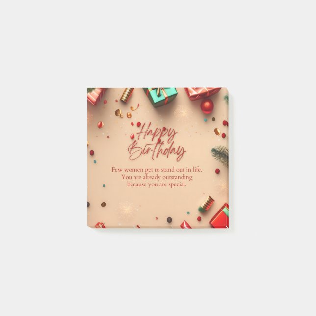Outstanding Woman Birthday Post-it Notes (Front)