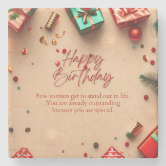 Outstanding Woman Birthday Stone Coaster