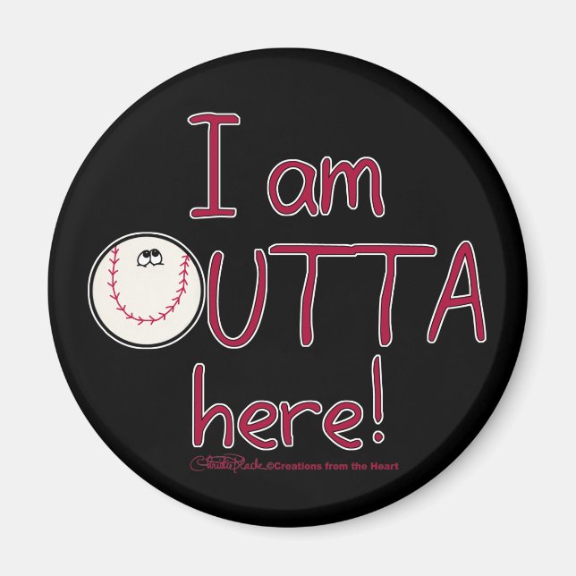 Outta Here! Baseball Character Magnet (Front)