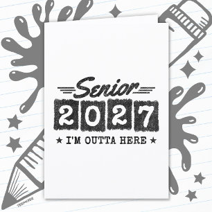 Outta Here Graduation Retro Senior Class of 2027 Card