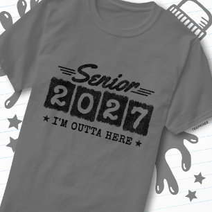 Outta Here Graduation Retro Senior Class of 2027 T-Shirt