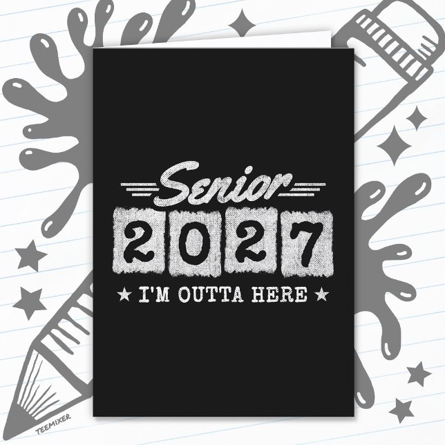 Outta Here Graduation Year Senior Class of 2027 Card (Creator Uploaded)