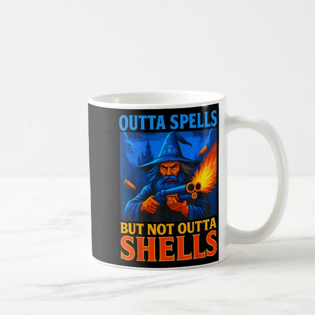 Outta Spells But Not Outta Shells Wizard Fantasy M Coffee Mug (Right)