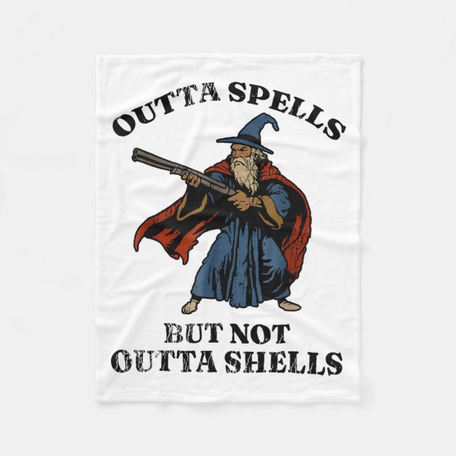 Outta Spells But Not Outta Shells Wizard Fantasy M Fleece Blanket (Front)