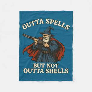 Outta Spells But Not Outta Shells Wizard Fantasy M Fleece Blanket
