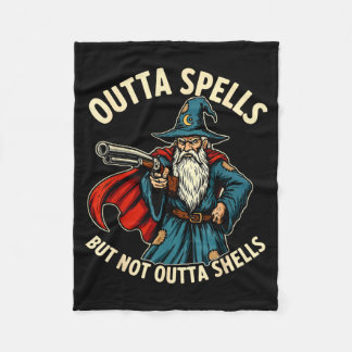 Outta Spells But Not Outta Shells Wizard Fantasy M Fleece Blanket