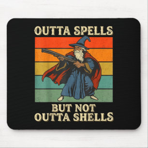 Outta Spells But Not Outta Shells Wizard Retro Fan Mouse Pad