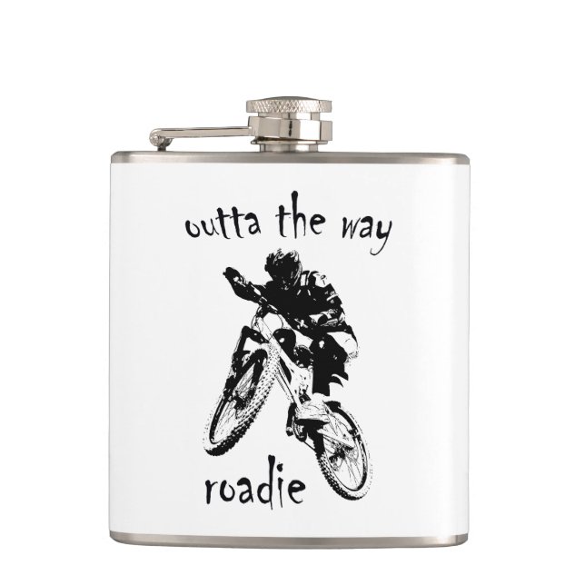Outta The Way Roadie Mountain Bike Hip Flask (Front)