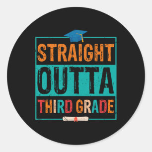 Outta Third Grade Summer Vacation Graduation  Classic Round Sticker