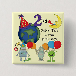 Outta This World 2nd Birthday Tshirts 15 Cm Square Badge