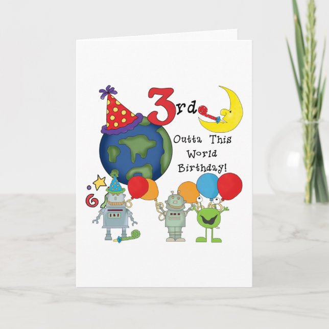 Outta This World 3rd Birthday T-shirts and Gifts Card (Front)