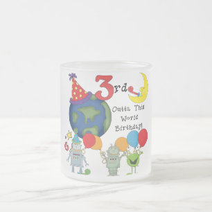 Outta This World 3rd Birthday T-shirts and Gifts Frosted Glass Coffee Mug