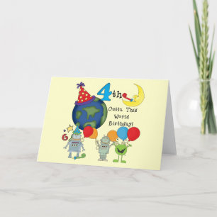 Outta This World 4th Birthday Tshirts and Gifts Card