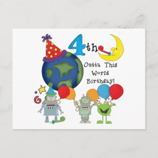 Outta This World 4th Birthday Tshirts and Gifts Postcard