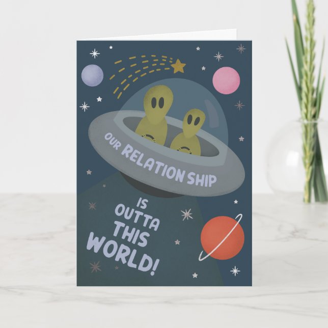 Outta This World Alien Valentine Greeting Card (Front)
