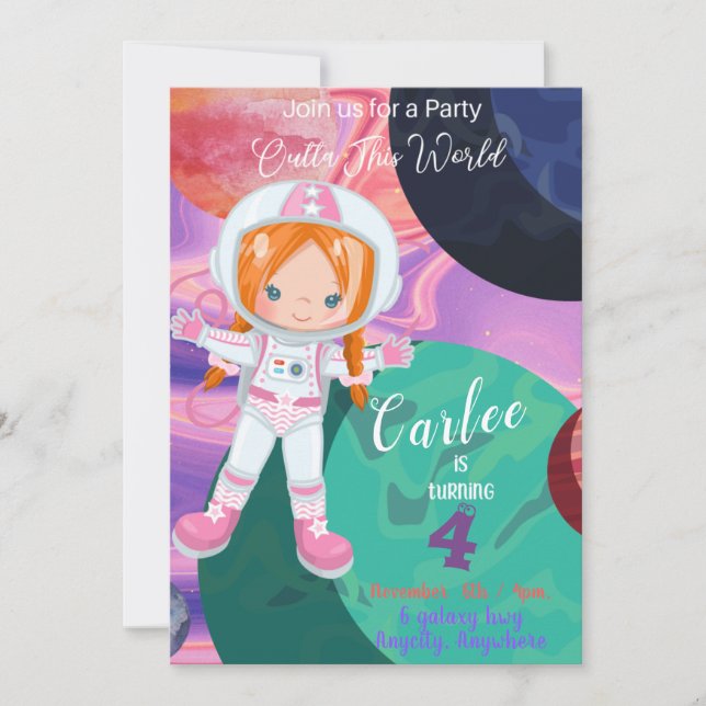 Outta This World Diverse Birthday Invitation Card (Front)