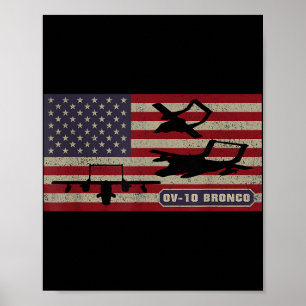 Ov-10 Bronco Observation Aircraft American Flag Poster