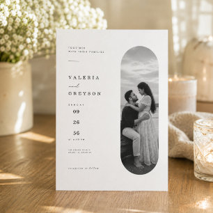 Oval Arch Elegant Editorial Photo Wedding  Invitation