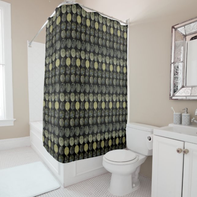 Oval Banded Agate Gemstone Horizontal Pattern  Shower Curtain (In Situ)