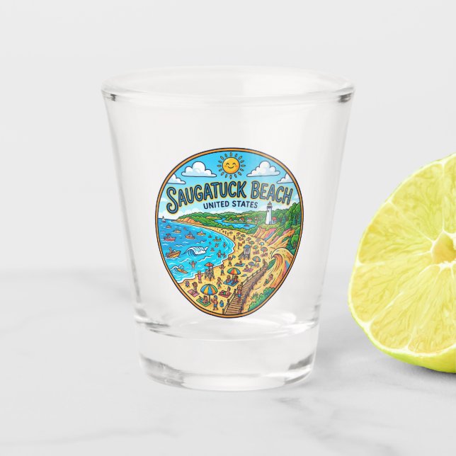 Oval Beach Michigan Shot Glass (Front)