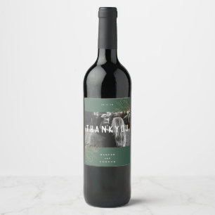 Oval Boho Bold Abstract Modern Leafy Golden Photo Wine Label