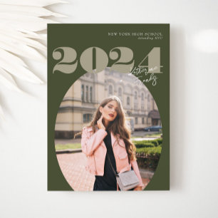 Oval Bold Modern Class of 2024 Photo Graduation Invitation