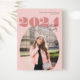 Oval Bold Modern Class of 2024 Photo Graduation Invitation