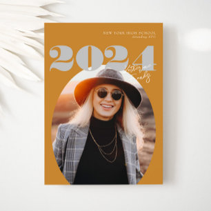 Oval Bold Modern Class of 2024 Photo Graduation Invitation