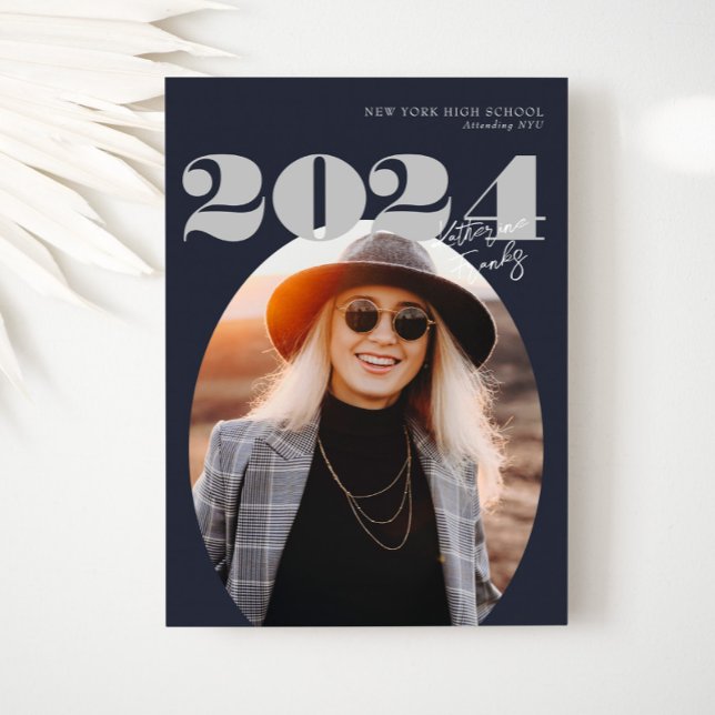 Oval Bold Modern Class of 2024 Photo Graduation Invitation (Creator Uploaded)