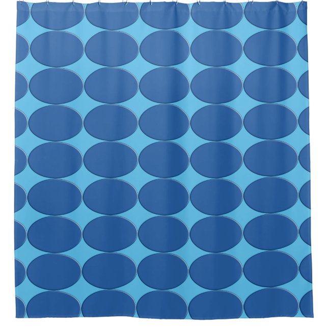 Oval Button - blue + your backgr. & ideas Shower Curtain (Front)
