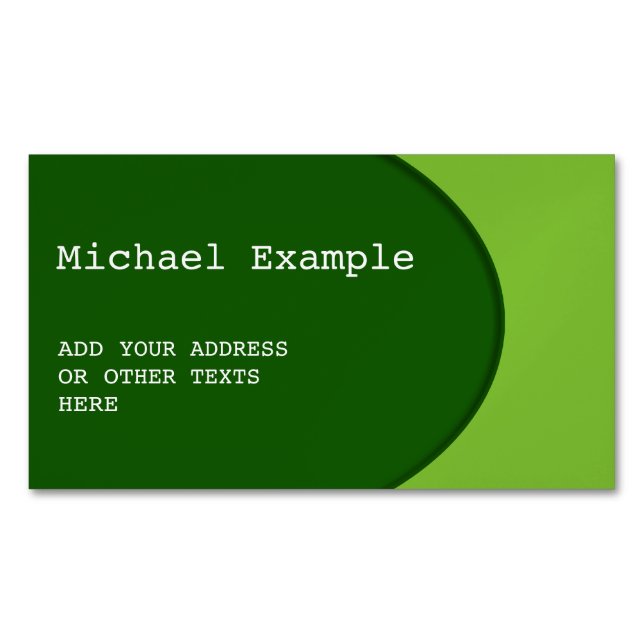 OVAL BUTTON - dark green + your text & ideas Magnetic Business Card (Front)