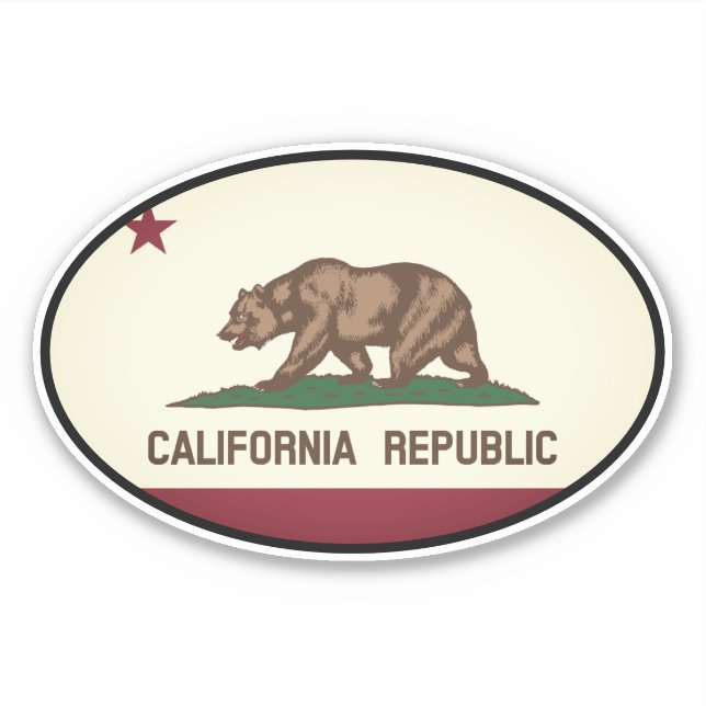 Oval California Republic vinyl sticker for car (Front)