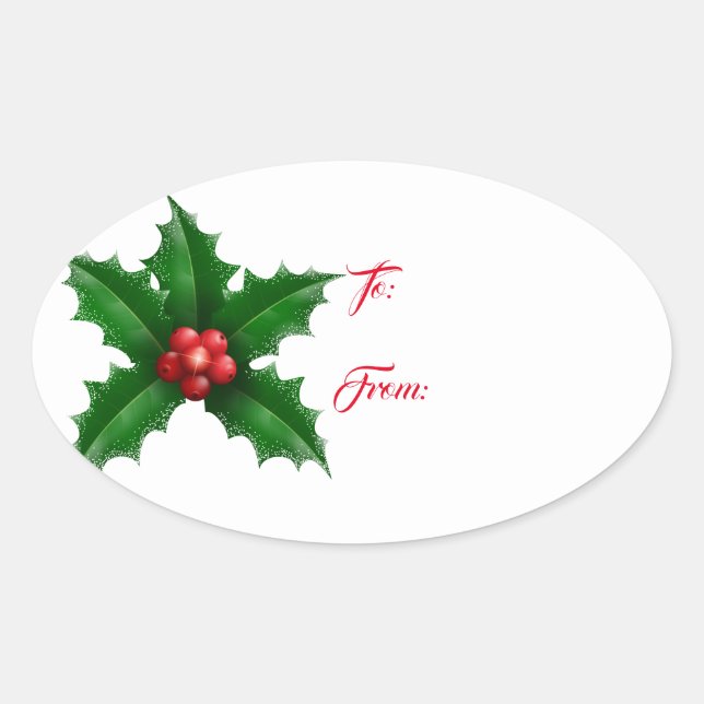 Oval Christmas Gift Tag Stickers (Front)