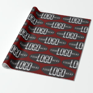 Oval Company Business Logo on Red Wrapping Paper