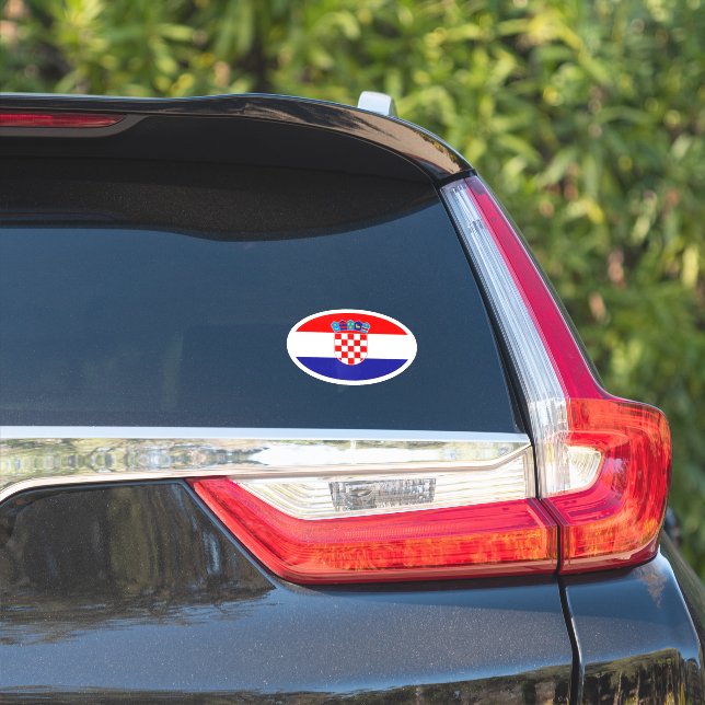 Oval Croatian flag vinyl car sticker (Car Side)