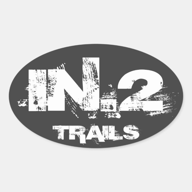Oval Decal IN.2 TRAILS White On Black Sticker (Front)