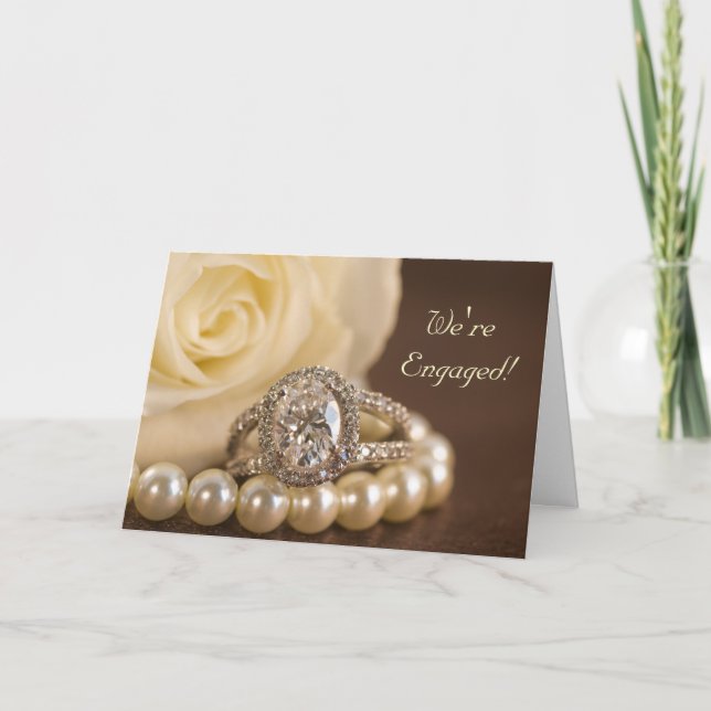 Oval Diamond Ring Rose Engagement Party Invitation (Front)