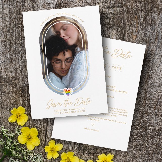 Oval Effect Pride Heart LGBT Lesbian Gay Wedding Save The Date (Creator Uploaded)