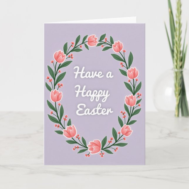 Oval Floral Easter Card (Front)