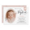Oval Floral Photo Rose Gold Banner Baptism Invite