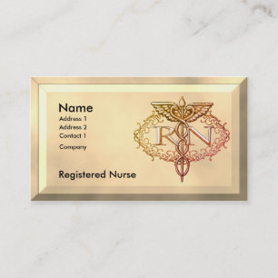 Oval Gold Caduceus RN Nurse Business Card