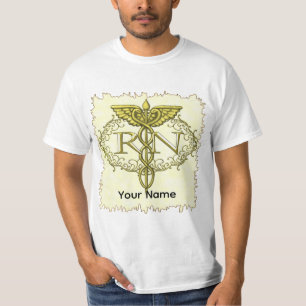 Oval Gold Caduceus RN Nurse T-Shirt