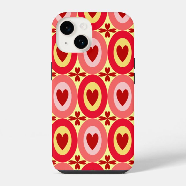 Oval Hearts Pattern iPhone Case (Back)