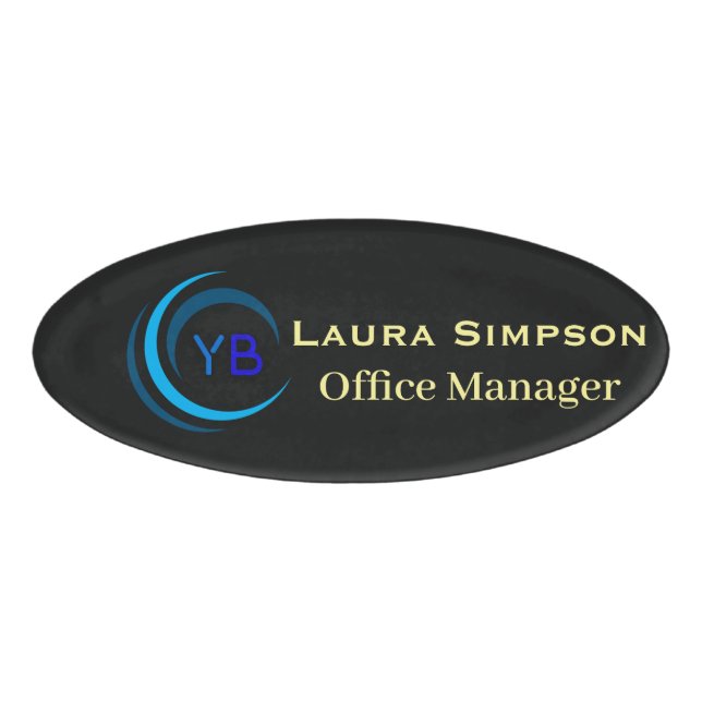 Oval Magnetic Back Name Tag Custom Logo (Front)