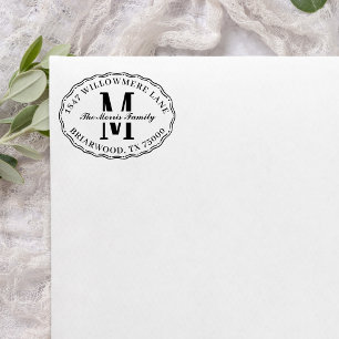 Oval Monogram Return Address Self-inking Stamp
