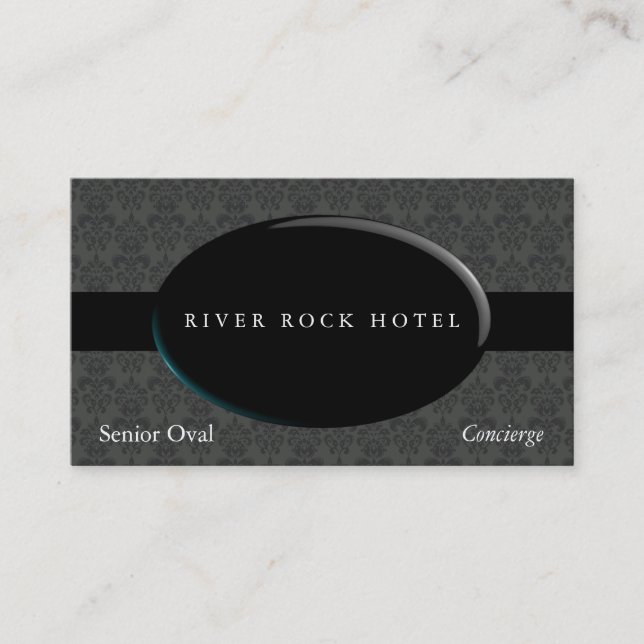 Oval Obsidian on Medium Damask Business Card (Front)