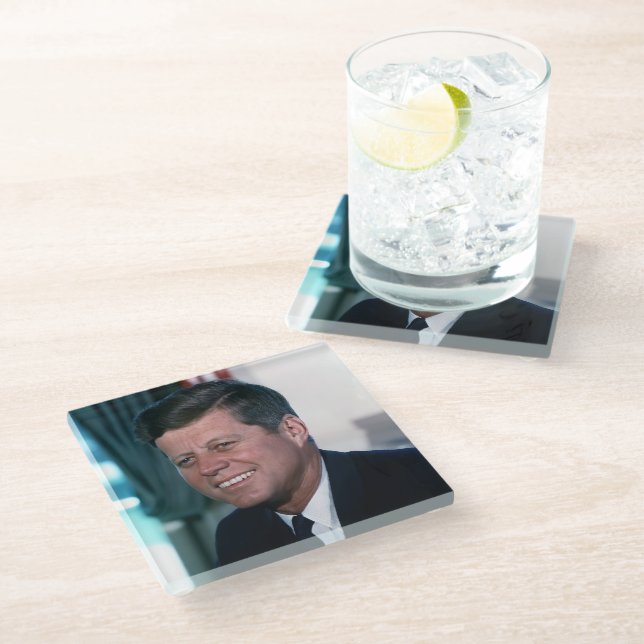 Oval Office of President John F. Kennedy Glass Coaster (Angled)